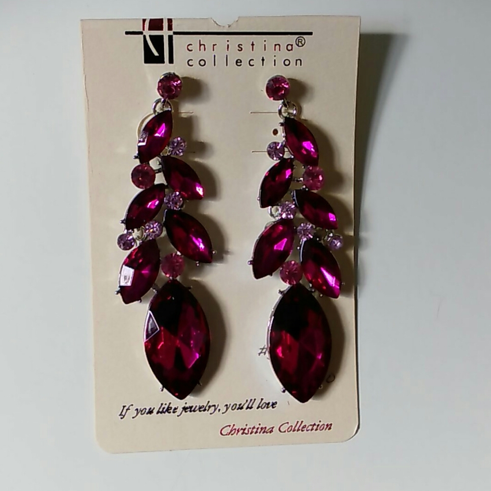 NWT Christina Collection Dark Pink Earrings